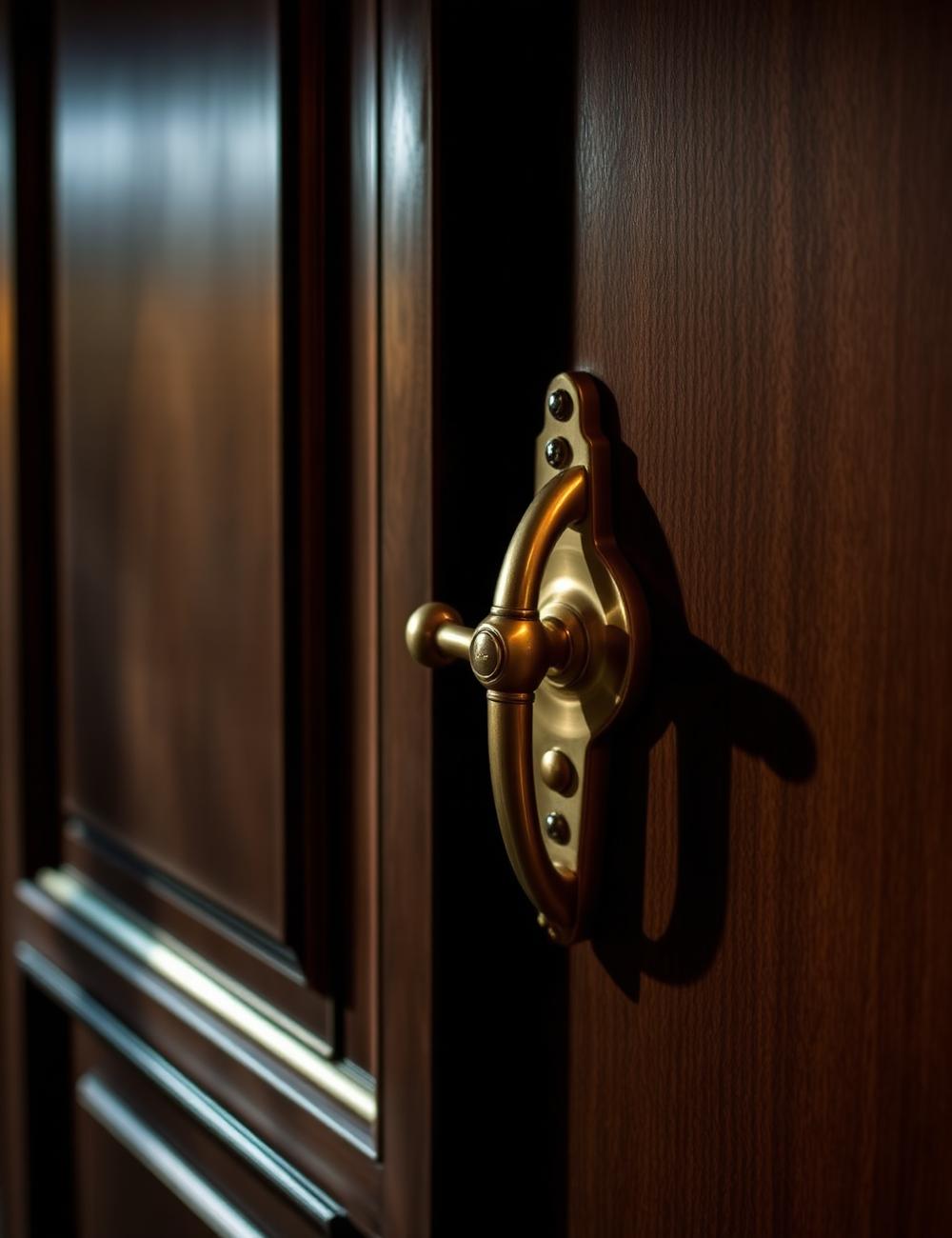 Brass door handle at The Oak Lounge