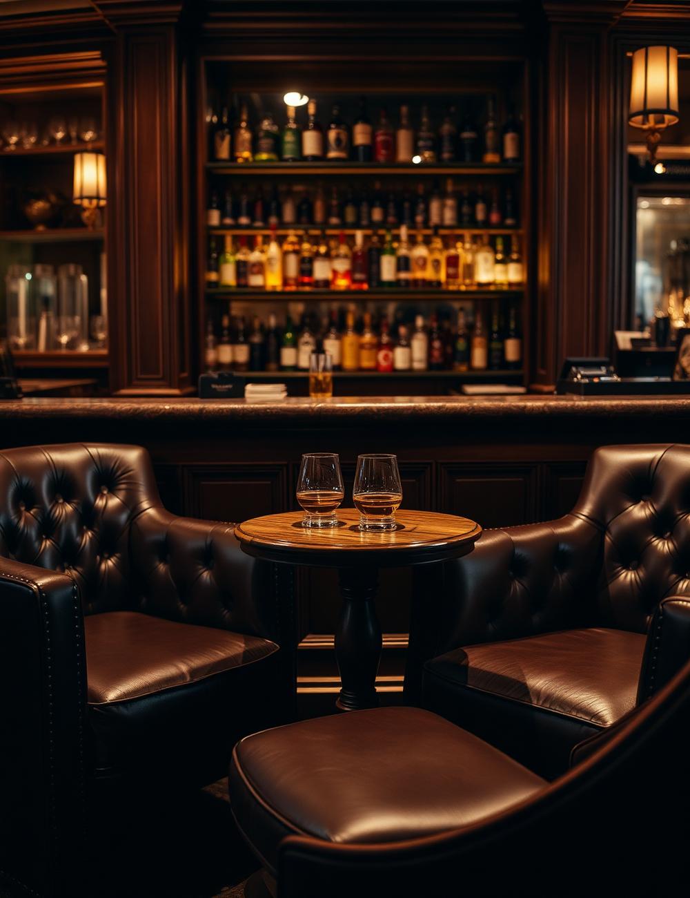 Leather chairs at a private booth